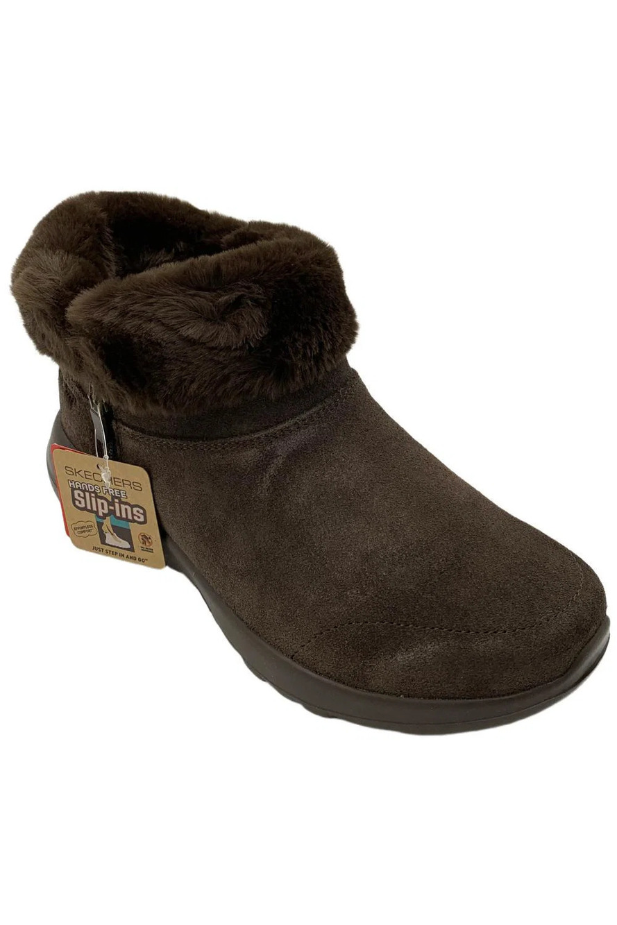 Skechers Slip-ins On-the-GO Joy Water Repellent Suede Boots Chocolate - Wide